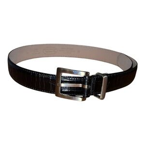 NWOT Talbots genuine leather belt black croc veritable collection boys medium